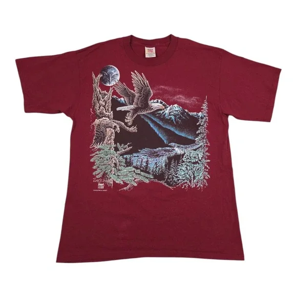Vintage 1993 Eagles T Shirt Mountain Forest Valley Graphic Mens XL Stand Out - Picture 1 of 5